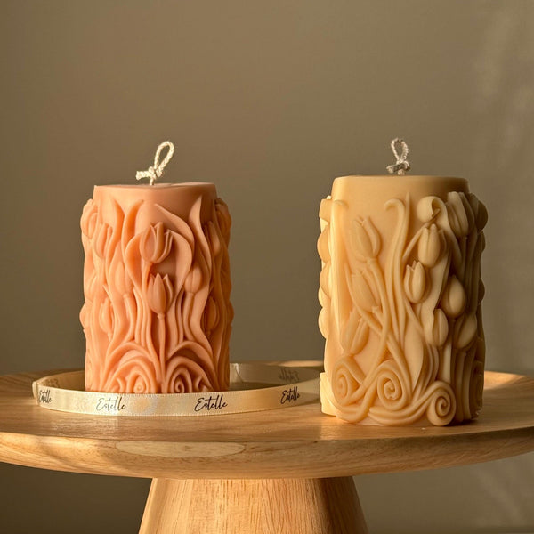 Tulip Soy Wax Pillar Candle — Bougie Pilier de Soja Tulipe