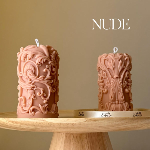 Vintage Lace Soy Pillar Candle — Bougie Pilier de Soja Dentelle Vintage