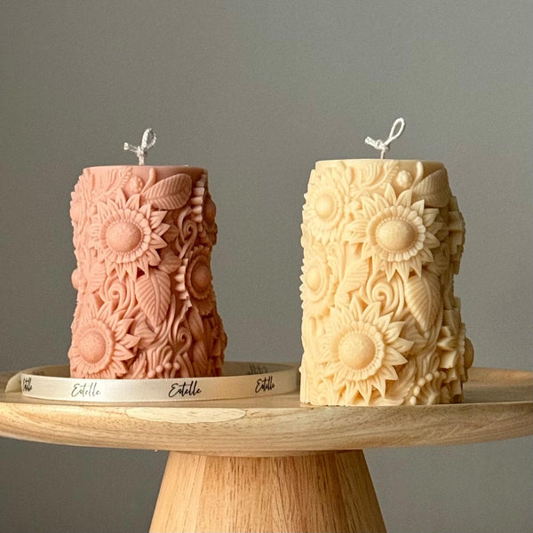 Sunflower Soy Pillar Candle — Bougie Pilier de Soja Tournesol