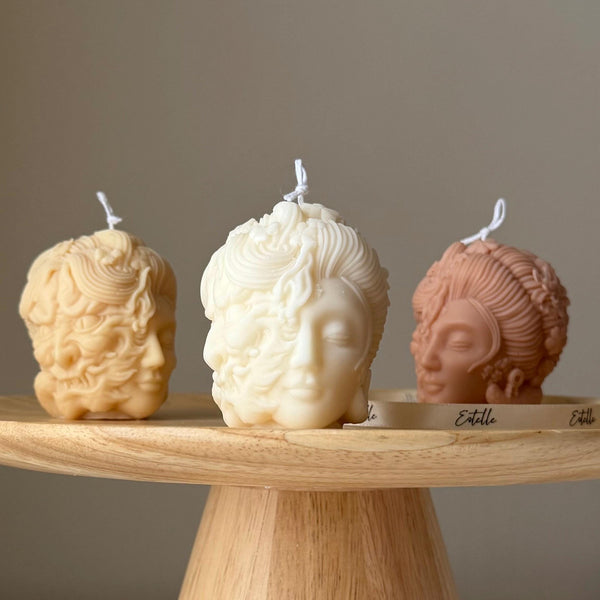 Sculptural Lady Head Candle — Bougie Sculpturale Tête de Femme
