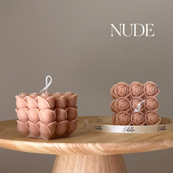 Rose Cube Soy Candle — Bougie de Soja Cube de Rose