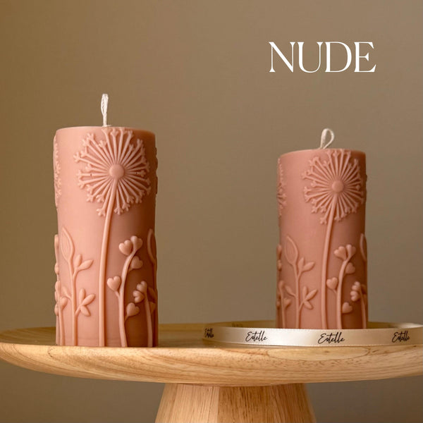Dandelions Soy Pillar Candle — Bougie Pilier de Soja Pissenlits
