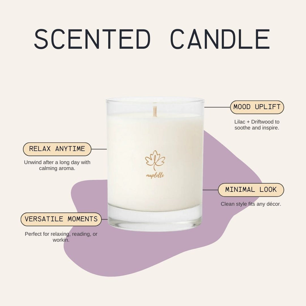 Canadian Candle Lilac & Driftwood – Bougie Lilas & Bois Flotté Fait au Canada