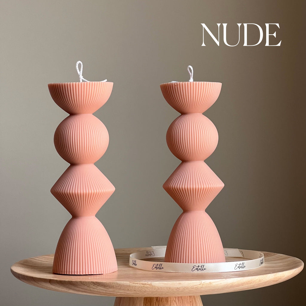 Geometric Soy Pillar Candle — Bougie Pilier de Soja Géométrique