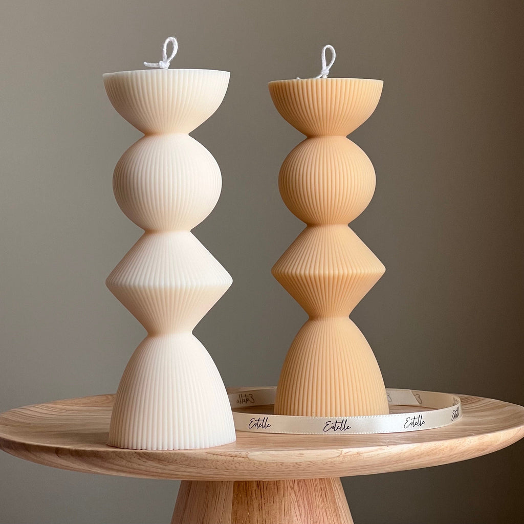 Geometric Soy Pillar Candle — Bougie Pilier de Soja Géométrique