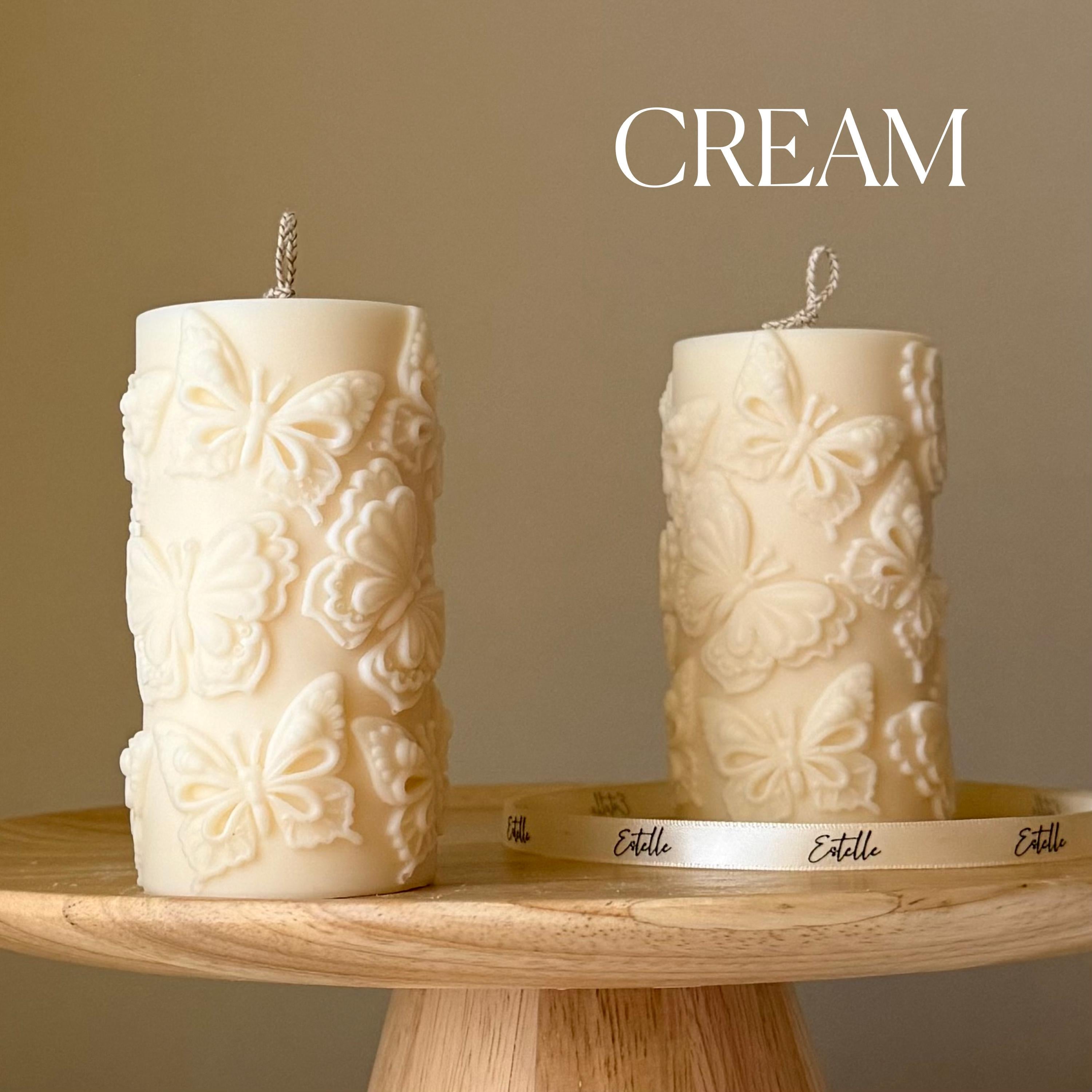 Butterfly Soy Pillar Candle — Bougie Pilier de Soja Papillons