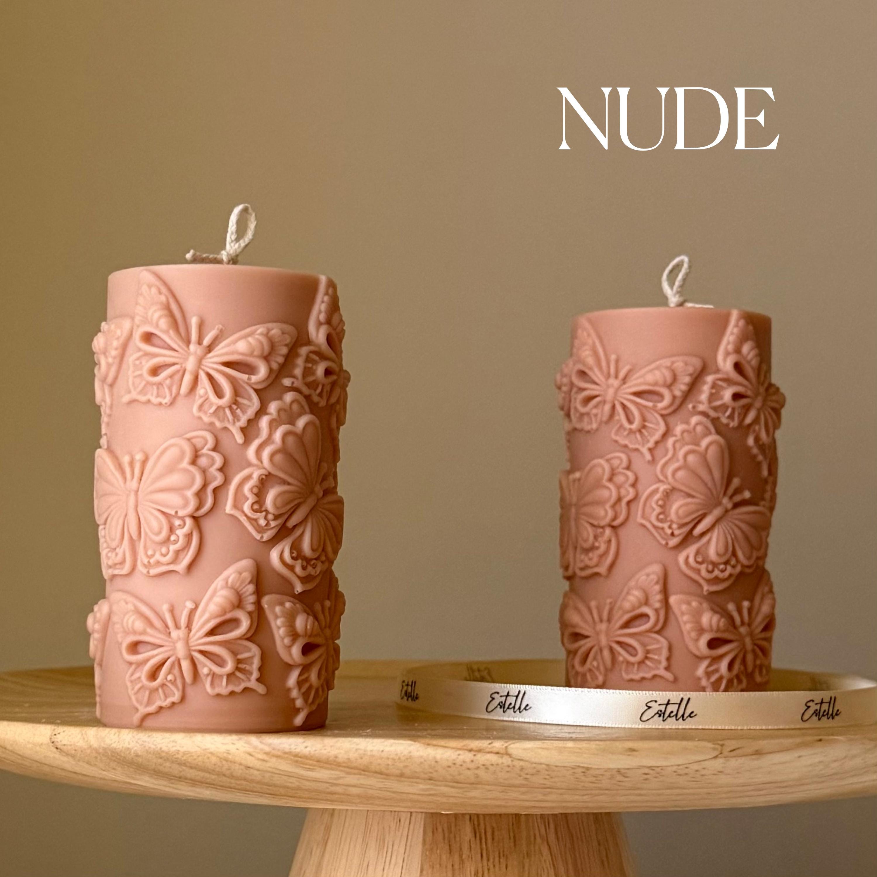 Butterfly Soy Pillar Candle — Bougie Pilier de Soja Papillons
