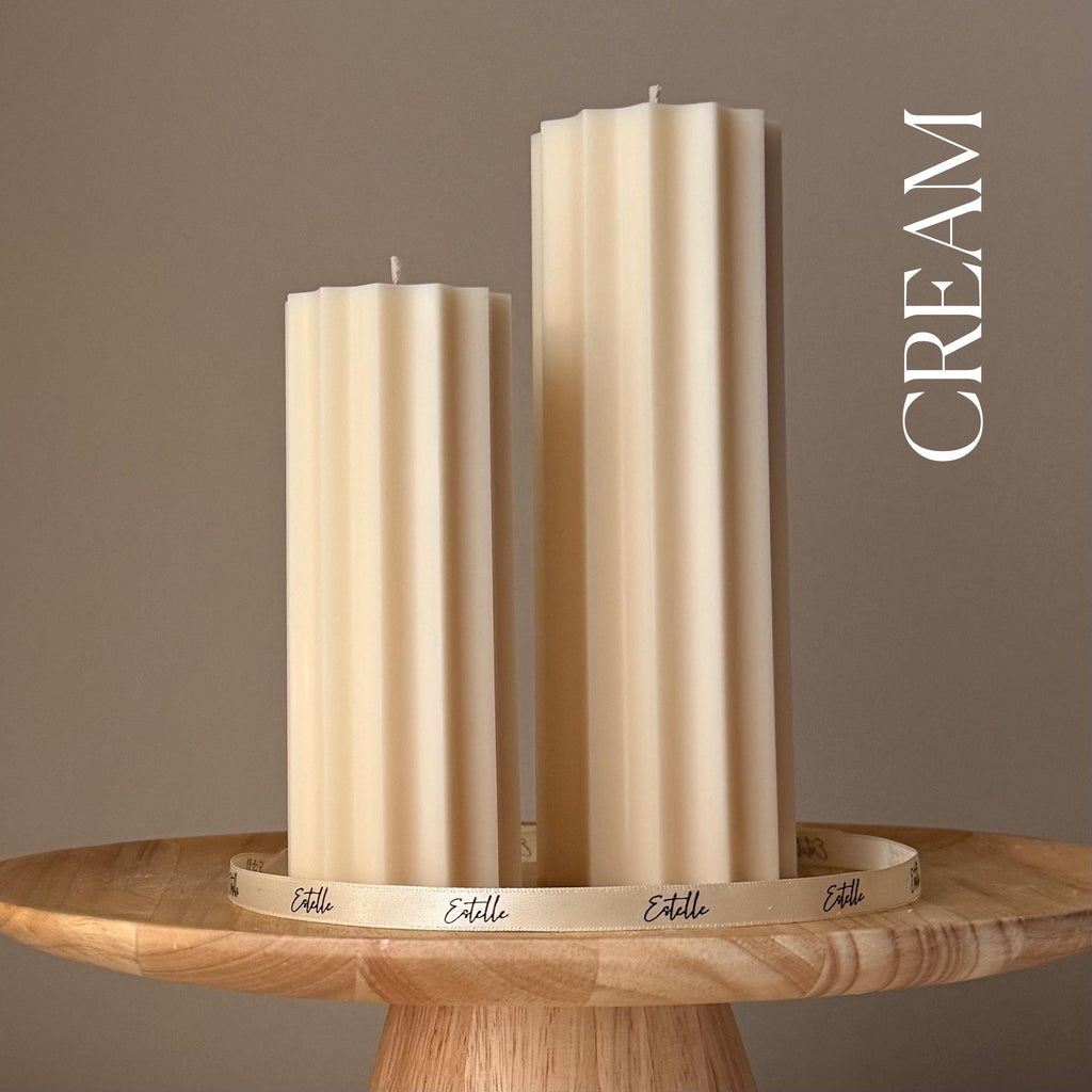Ribbed Pillar Soy Candle Set — Ensemble de Bougies Piliers Côtelées en Soja