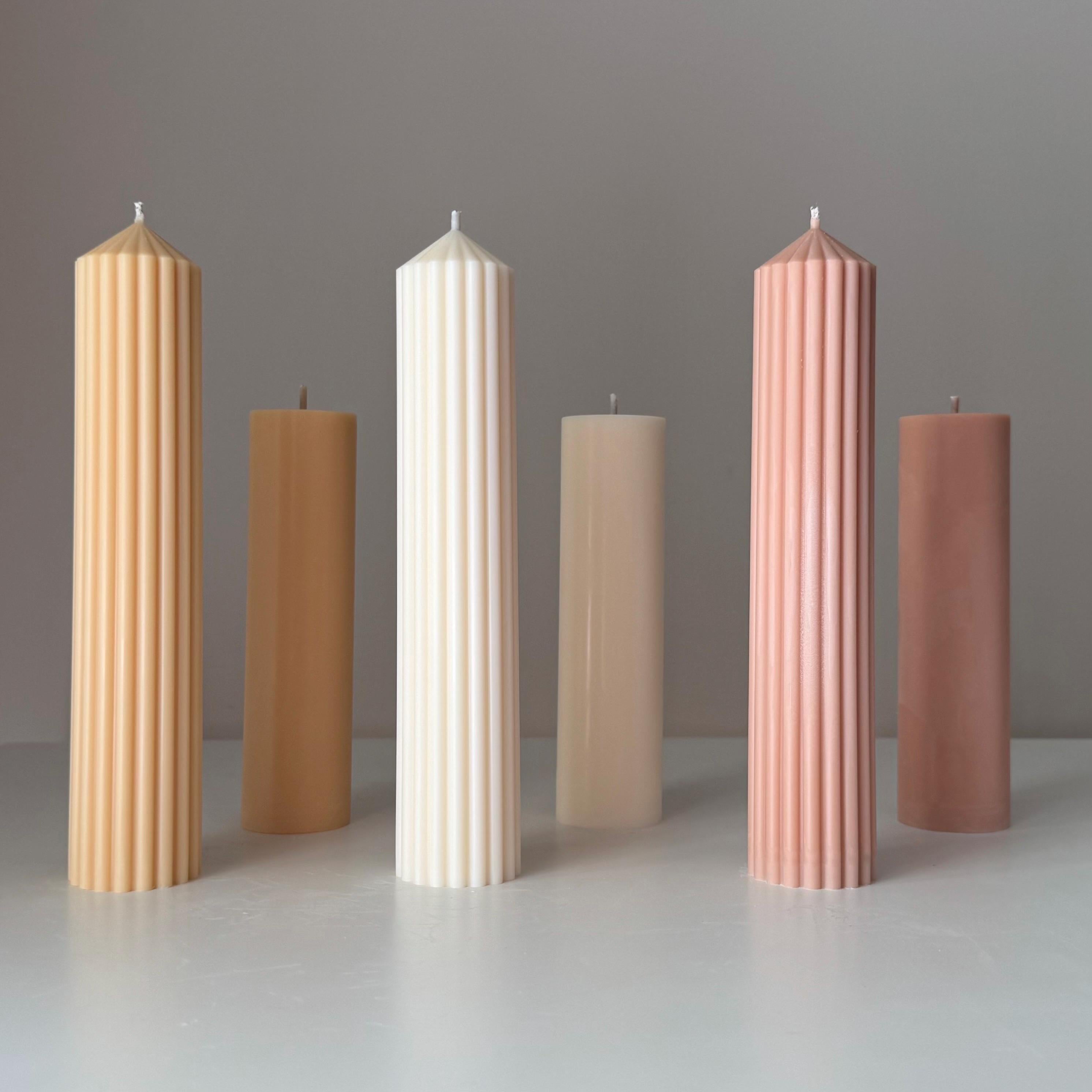 Ribbed Soy Wax Pillar Candle Duo — Duo de Bougies Pilier de Soja Cannelées