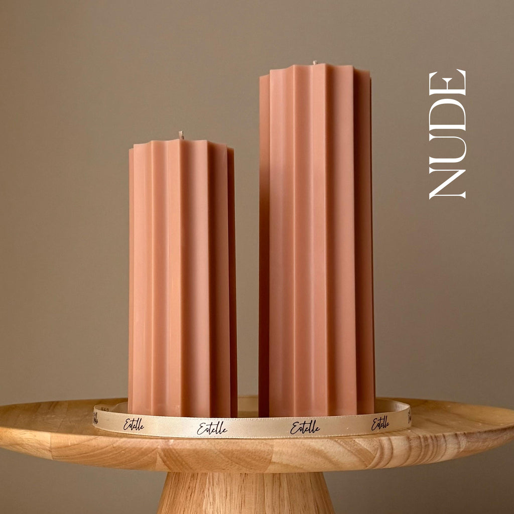 Ribbed Pillar Soy Candle Set — Ensemble de Bougies Piliers Côtelées en Soja