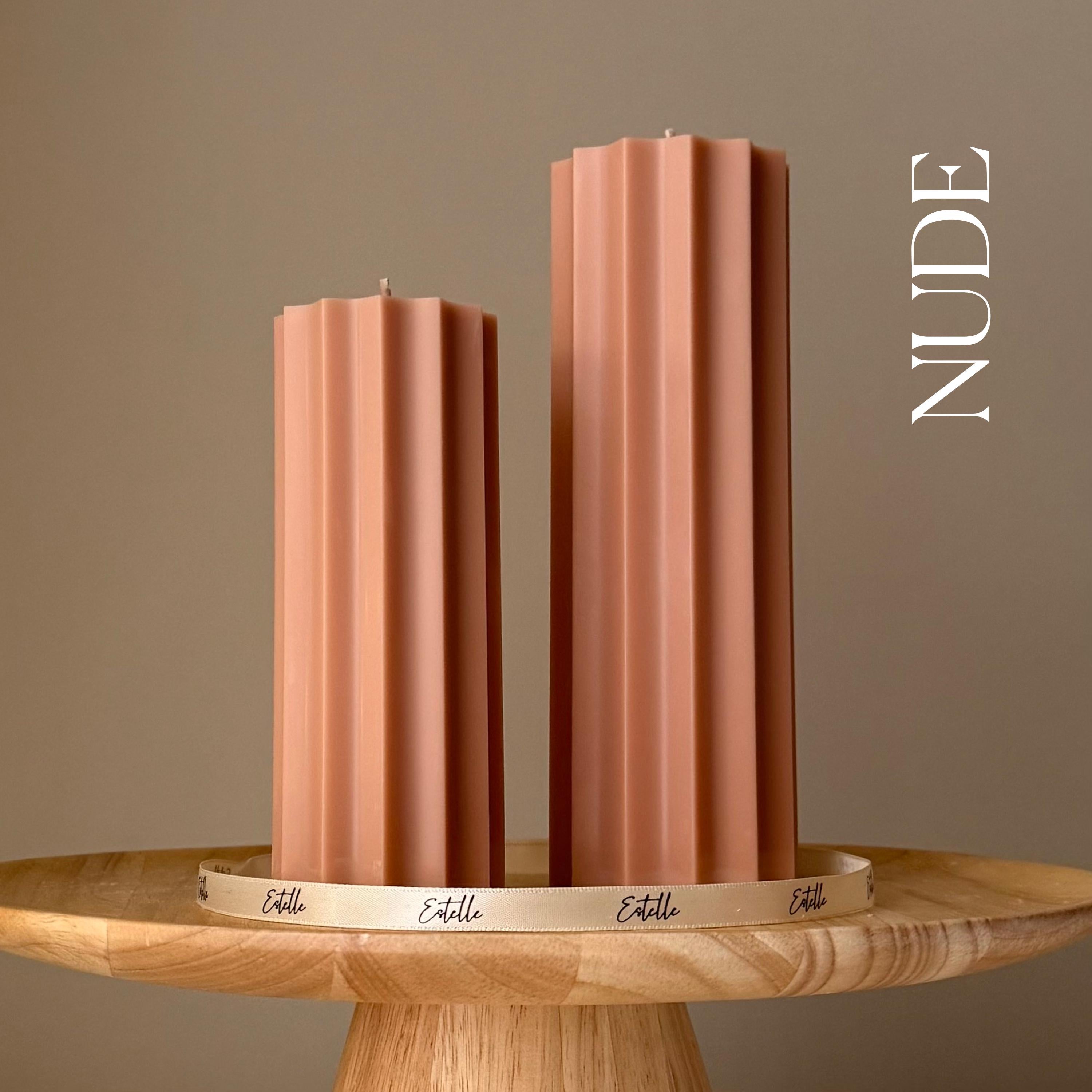 Ribbed Pillar Soy Candle Set — Ensemble de Bougies Piliers Côtelées en Soja