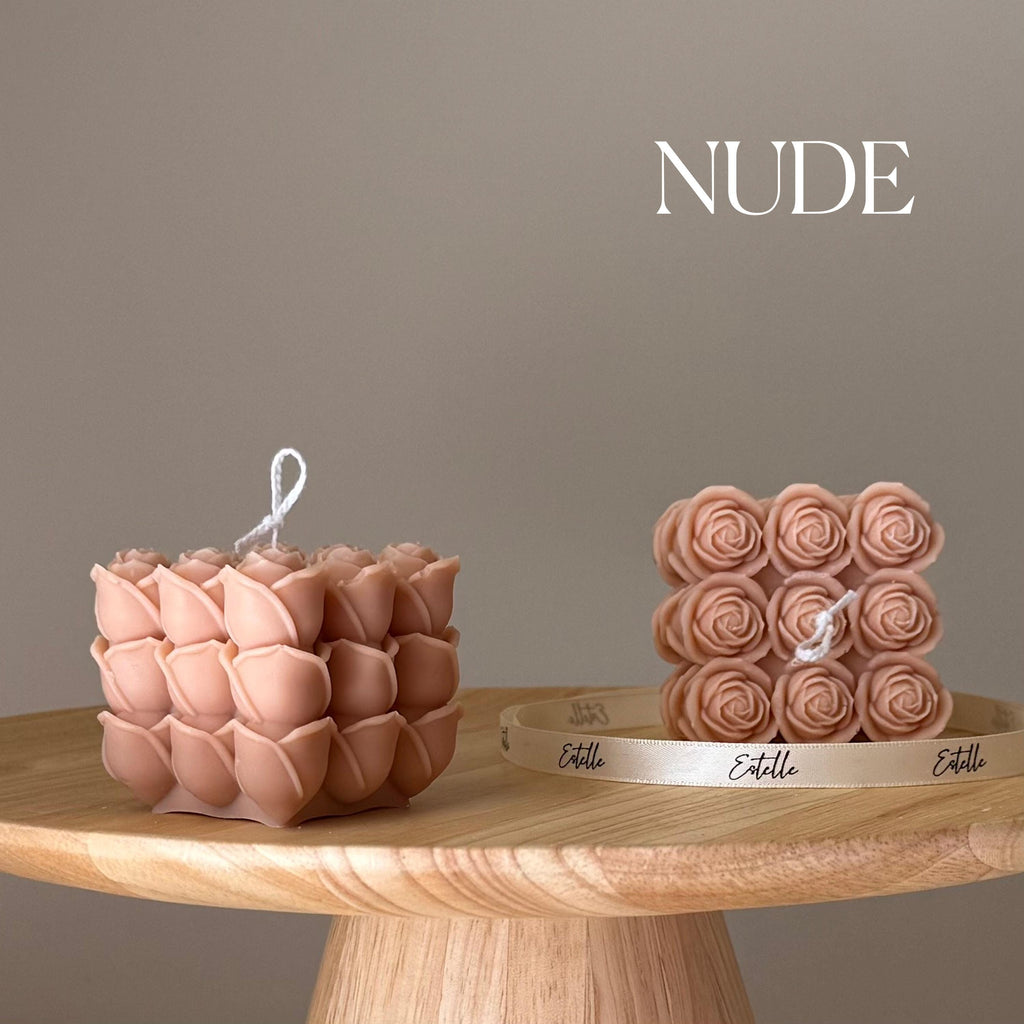 Rose Cube Soy Candle — Bougie de Soja Cube de Rose