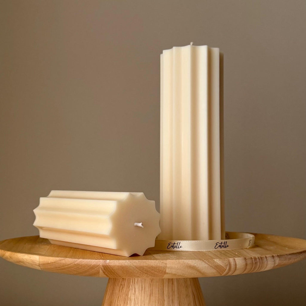 Ribbed Pillar Soy Candle Set — Ensemble de Bougies Piliers Côtelées en Soja
