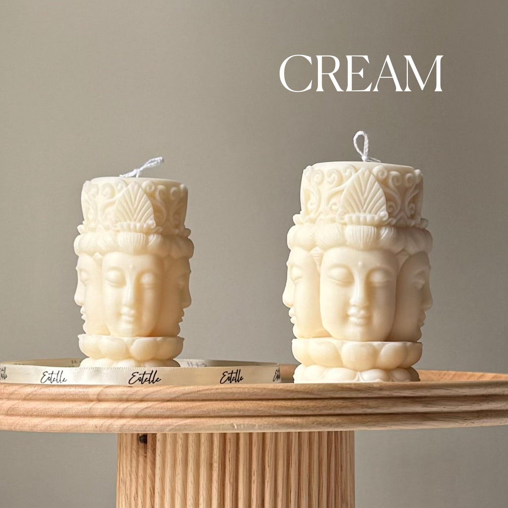 Buddha Face Soy Pillar Candle — Bougie Pilier de Soja Visage de Bouddha