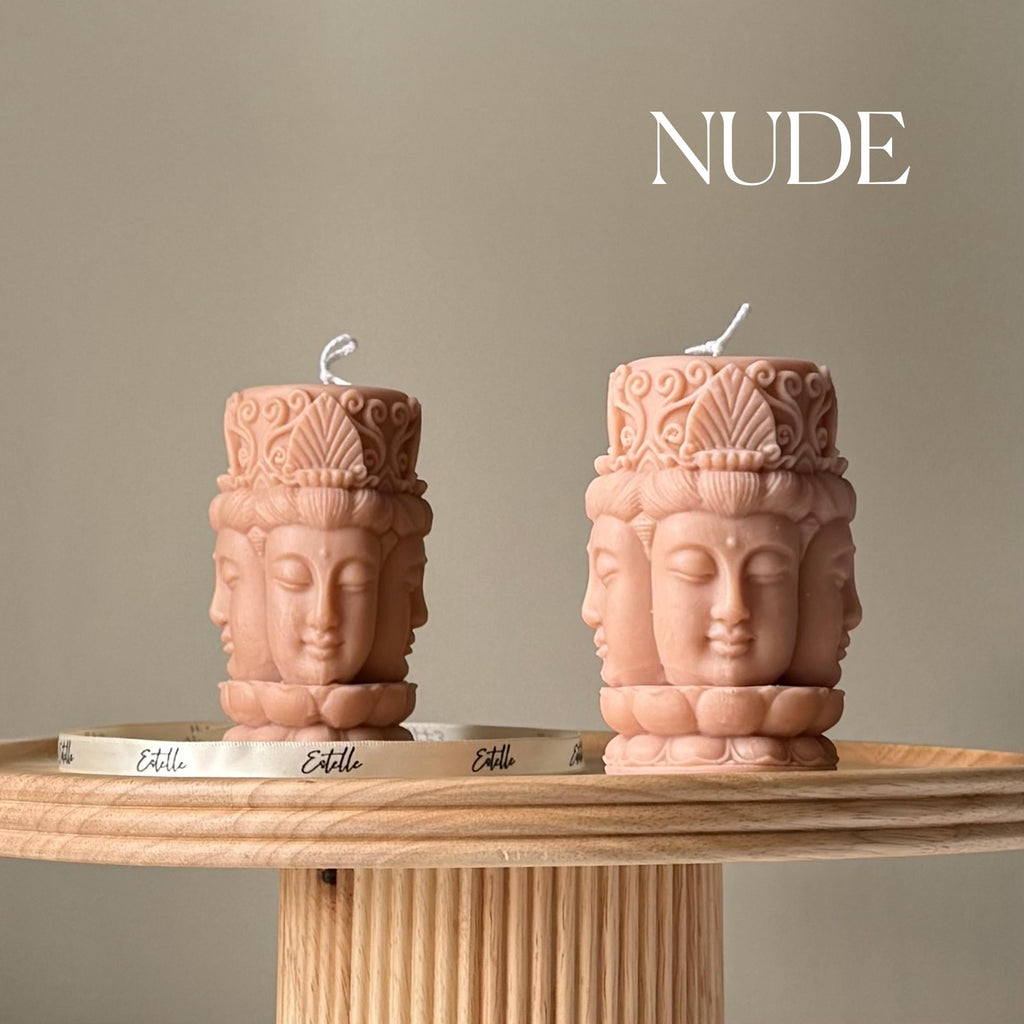Buddha Face Soy Pillar Candle — Bougie Pilier de Soja Visage de Bouddha