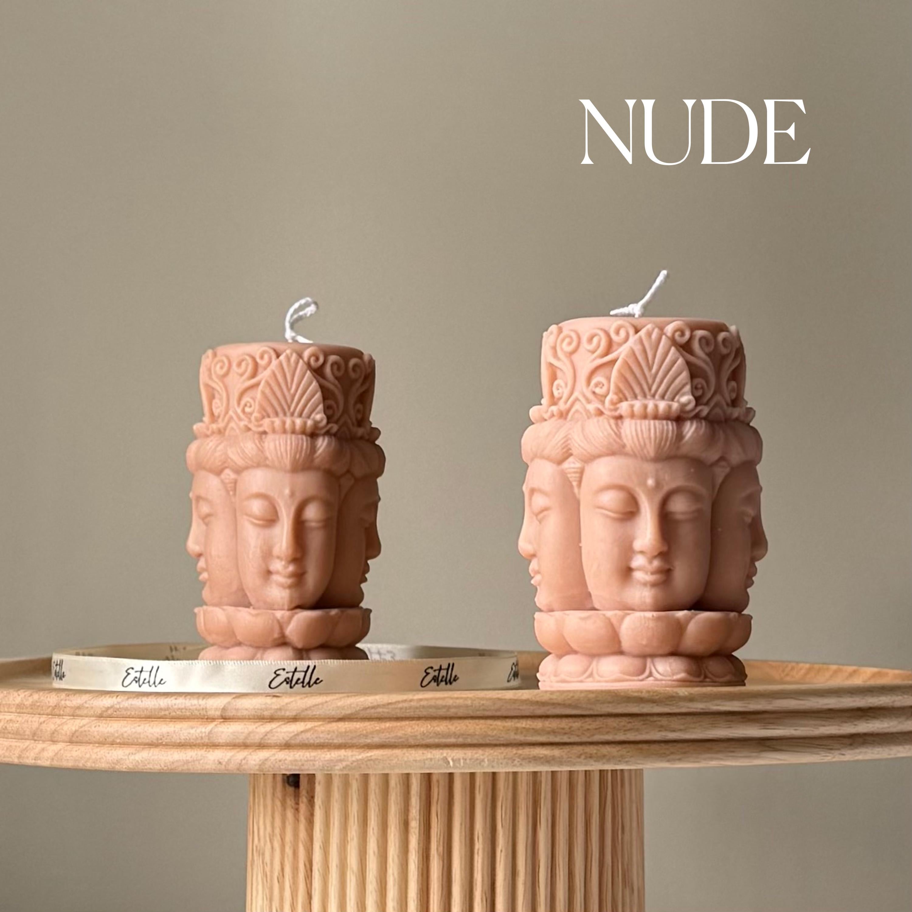 Buddha Face Soy Pillar Candle — Bougie Pilier de Soja Visage de Bouddha