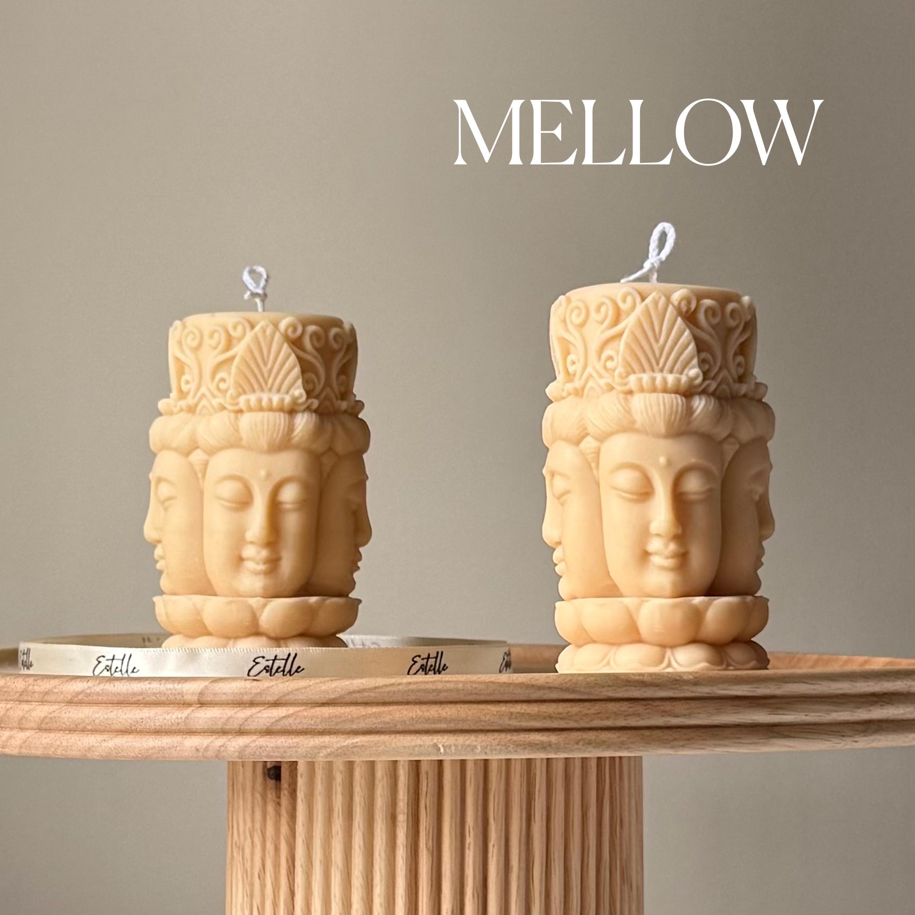Buddha Face Soy Pillar Candle — Bougie Pilier de Soja Visage de Bouddha