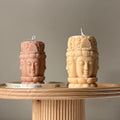Buddha Face Soy Pillar Candle — Bougie Pilier de Soja Visage de Bouddha