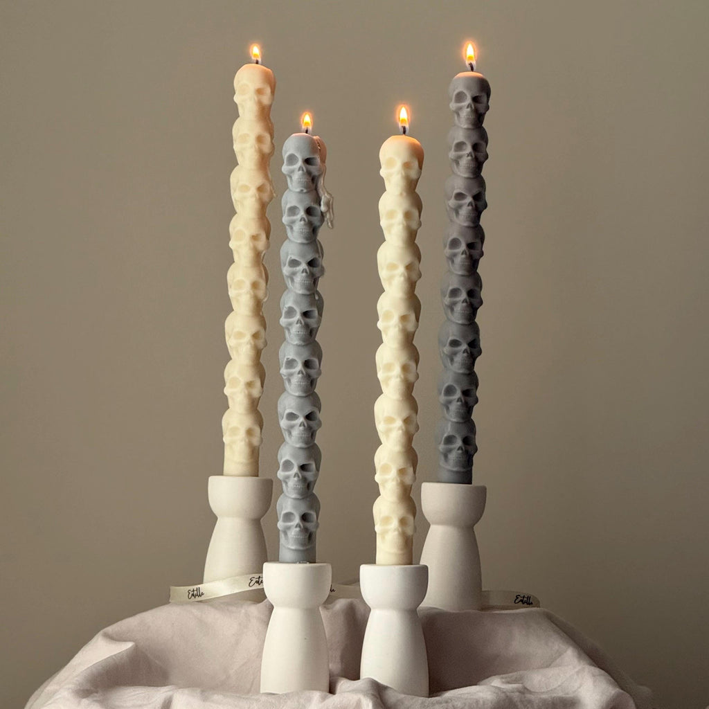 Skull Taper Soy Wax Candle — Bougie Conique Crâne en Soja