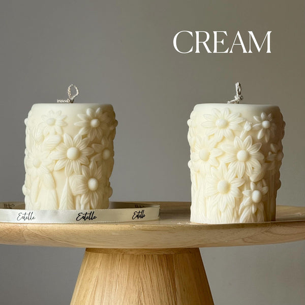 Flower Soy Pillar Candle — Bougie Pilier de Soja Fleur