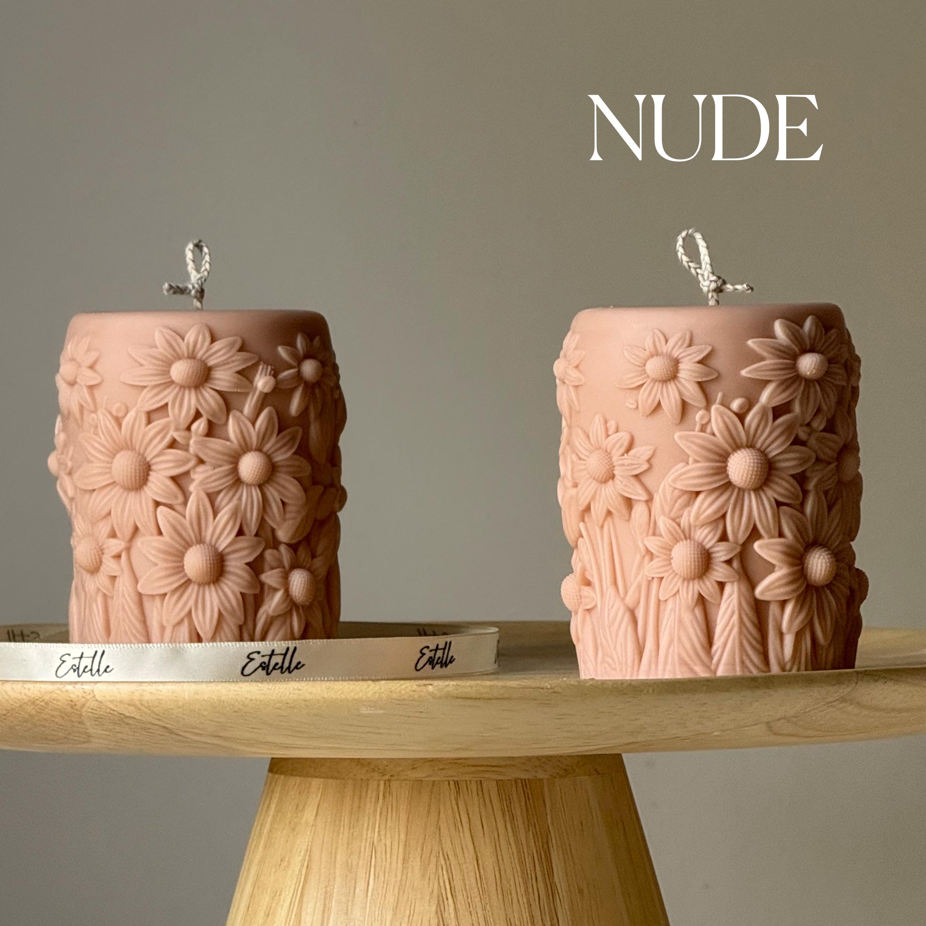 Flower Soy Pillar Candle — Bougie Pilier de Soja Fleur