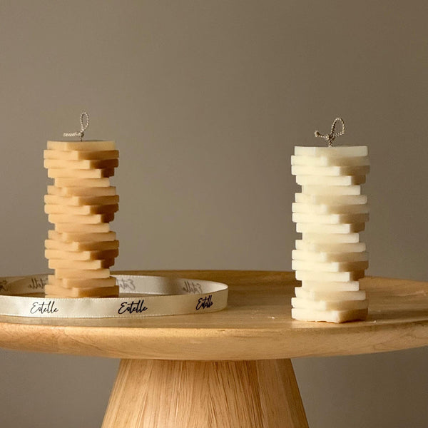 Twist Column Soy Pillar Candle — Bougie Pilier en Soja Torsadée