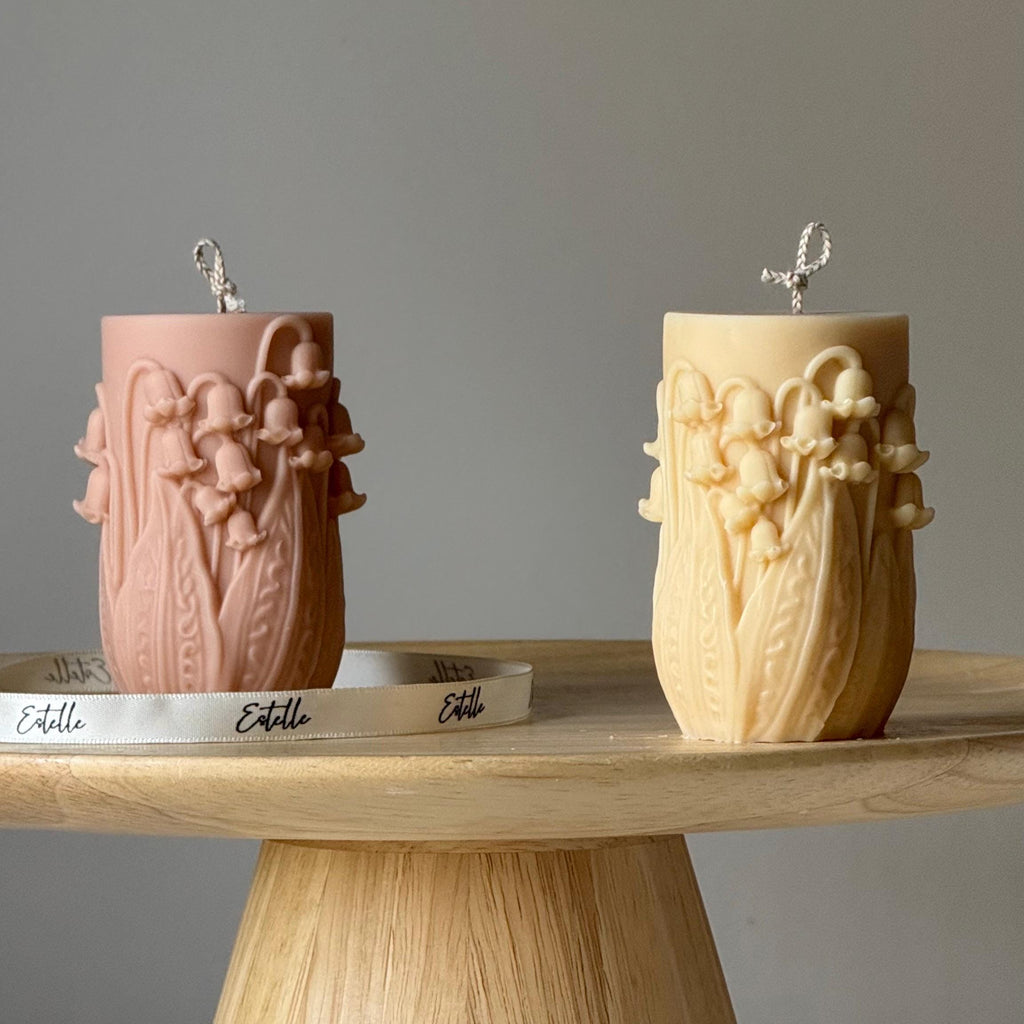 Lily of the Valley Soy Pillar Candle — Bougie Pilier de Soja Muguet