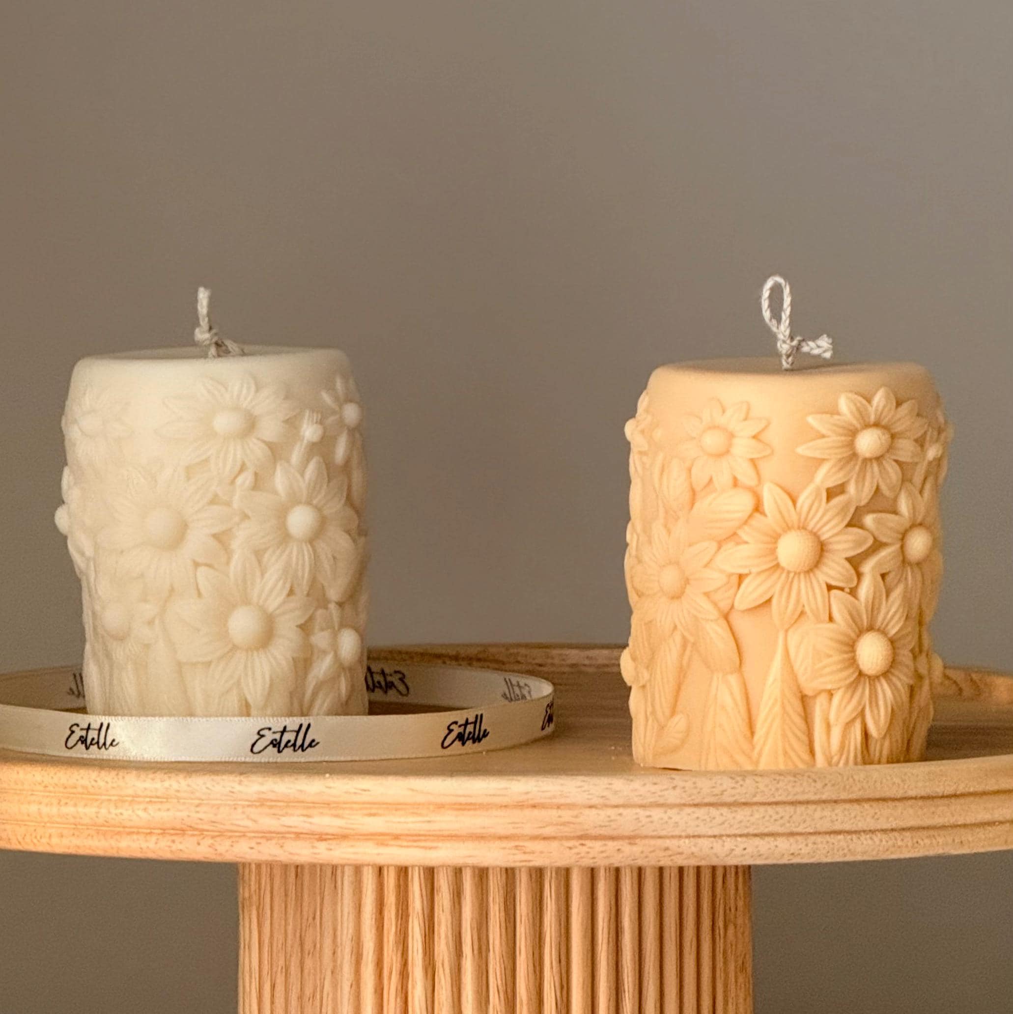 Flower Soy Pillar Candle — Bougie Pilier de Soja Fleur