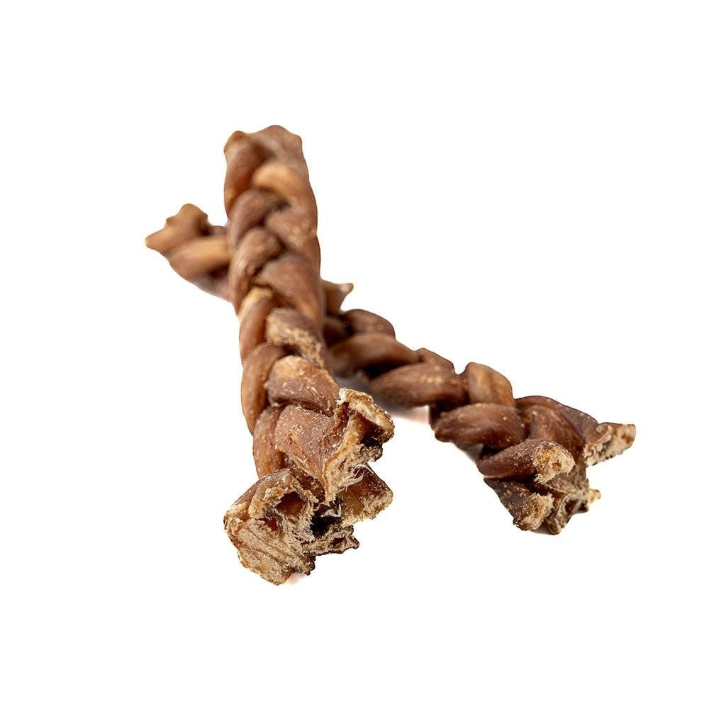 Oh Canada Gifts braided lamb gullet dog chew, a natural, durable, single-ingredient treat for joint health.