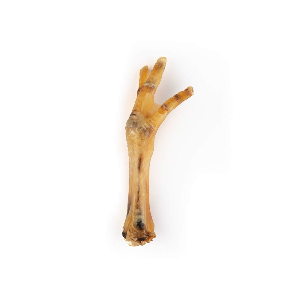 Oh Canada Gifts natural dried chicken foot dog chew, a crunchy single-ingredient treat rich in cartilage.