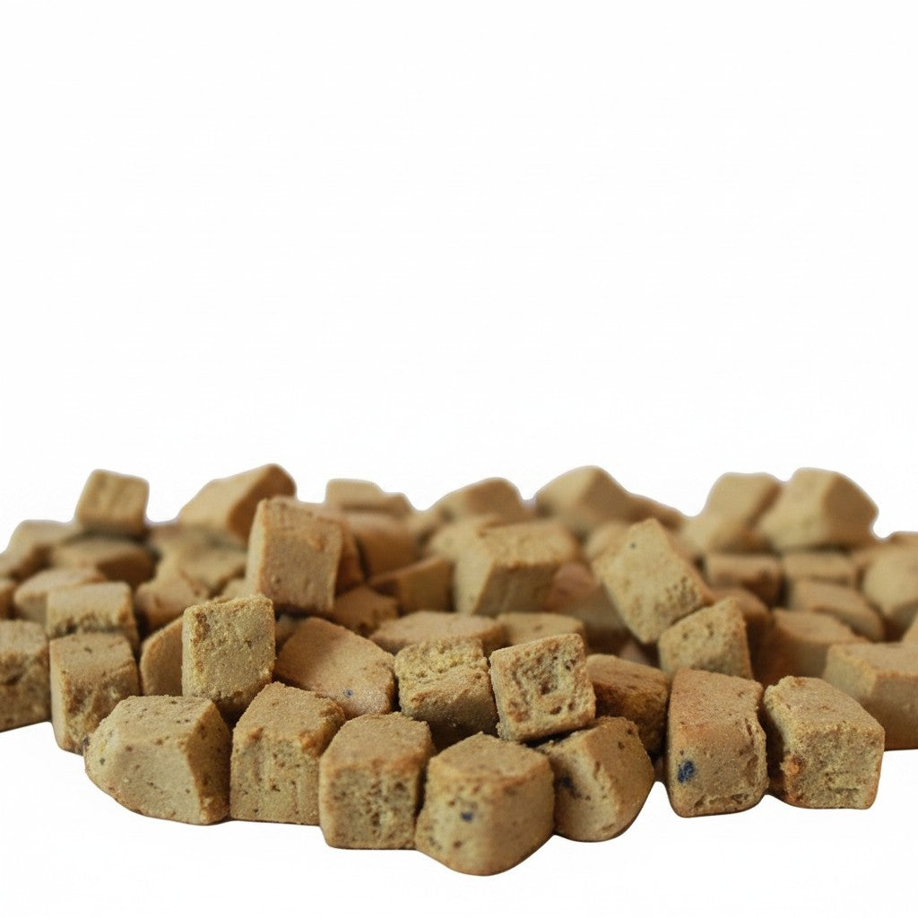 Oh Canada Gifts freeze-dried salmon cubes for dogs and cats, a natural single-ingredient pet treat.