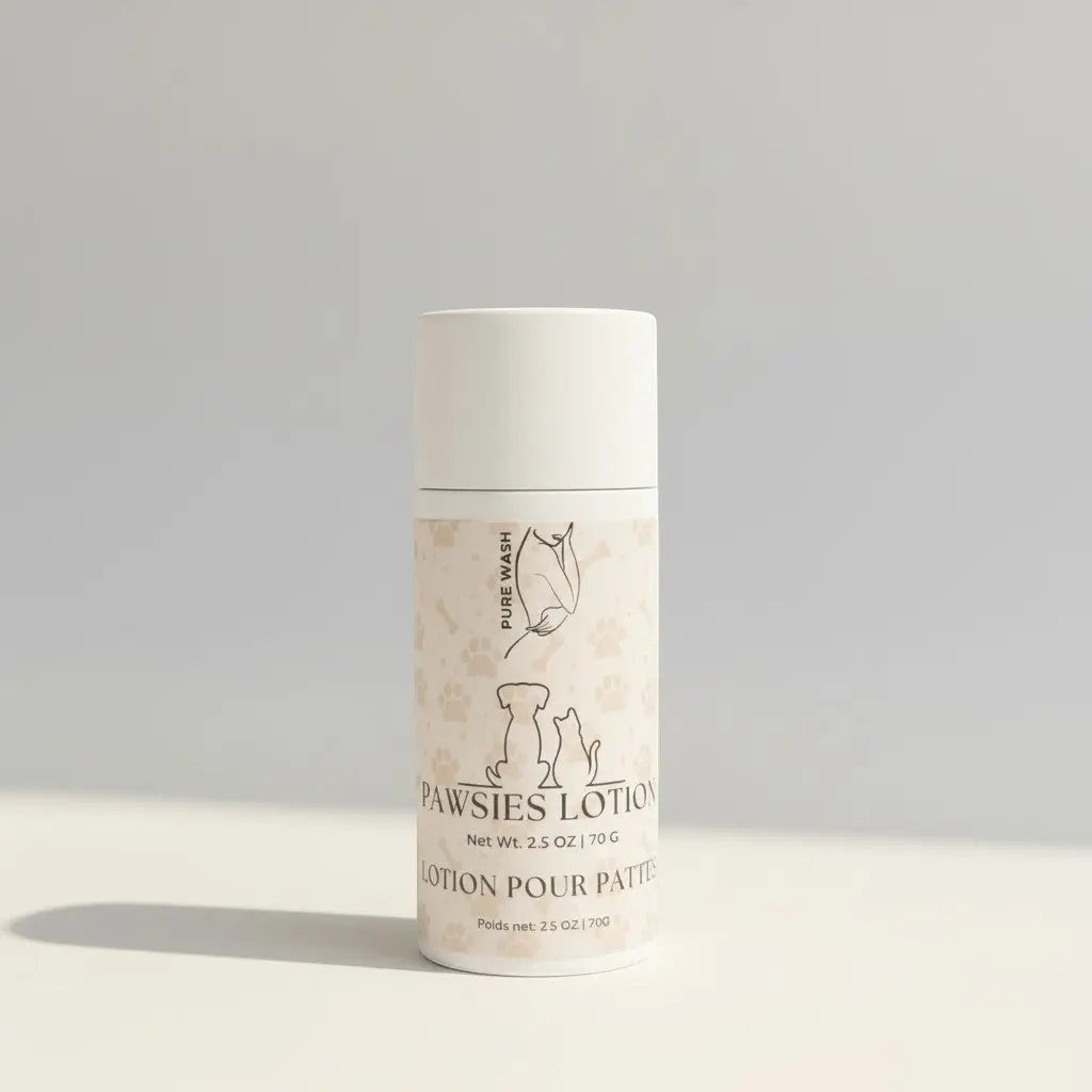 Oh Canada Gifts Pawsies Lotion Bar in a white push-up tube for natural pet paw and nose moisturizing care.
