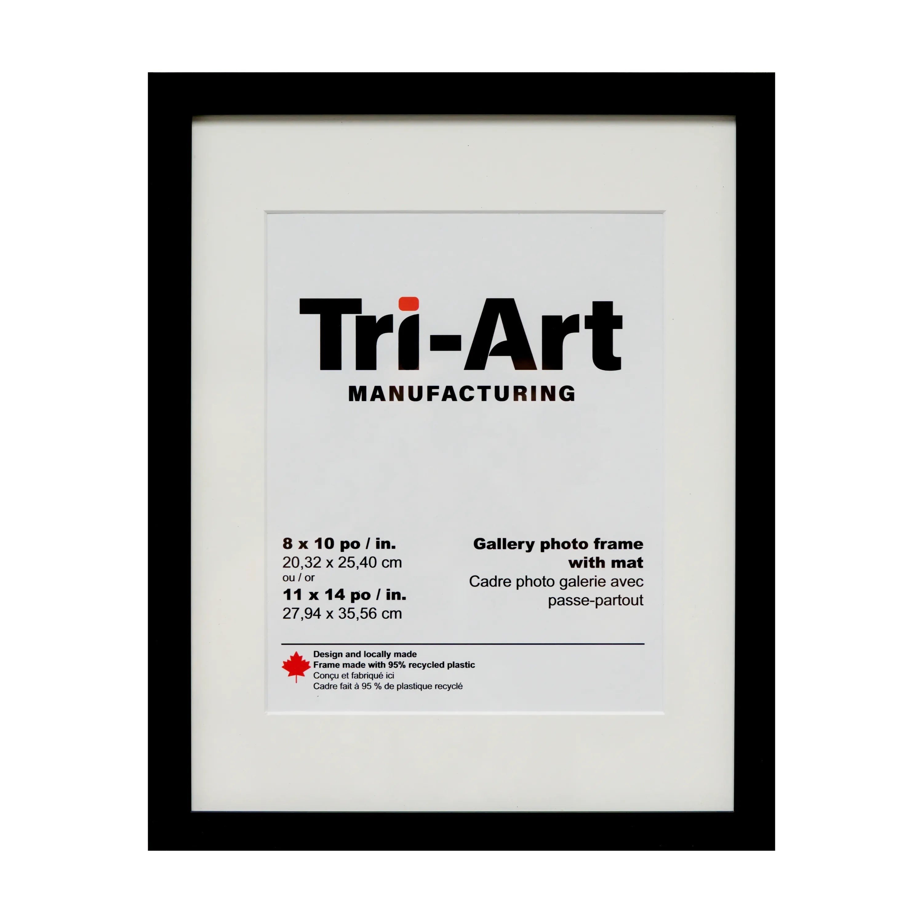 Oh Canada Gifts eco-friendly black photo frame with white mat board for 8x10 or 11x14 prints, handmade in Canada.