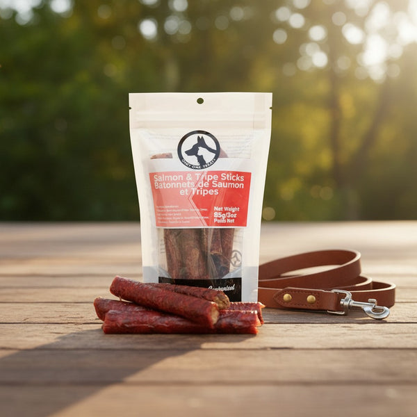 Salmon & Beef Tripe Sticks 85g — Bâtonnets de Tripes de Saumon et Bœuf 85g