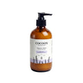 Oh Canada Gifts Touchy Feely body lotion in an amber glass bottle with a black pump dispenser and lavender label.