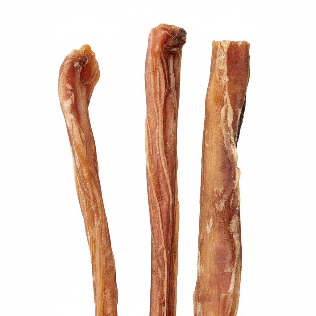 Oh Canada Gifts 9-inch natural air-dried veal pizzle sticks for dogs, a single-ingredient long-lasting chew.